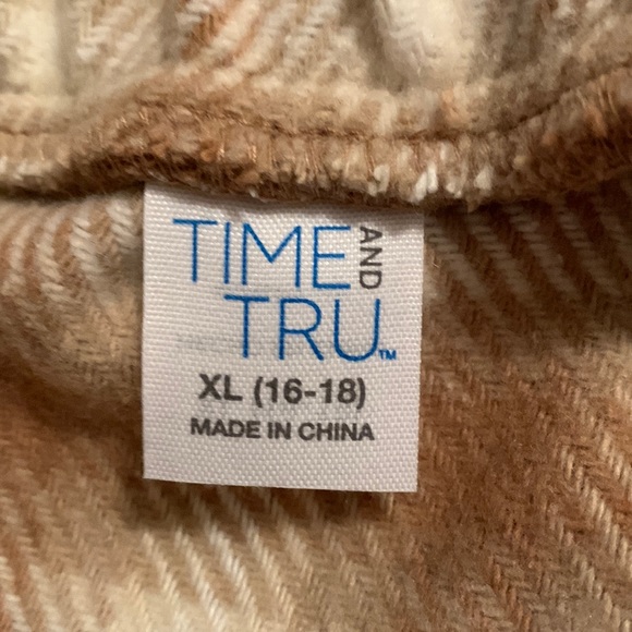 NWT Time and Tru XLorXXL camel & beige plaid faux wrap fringe heavy skirt - Picture 12 of 16